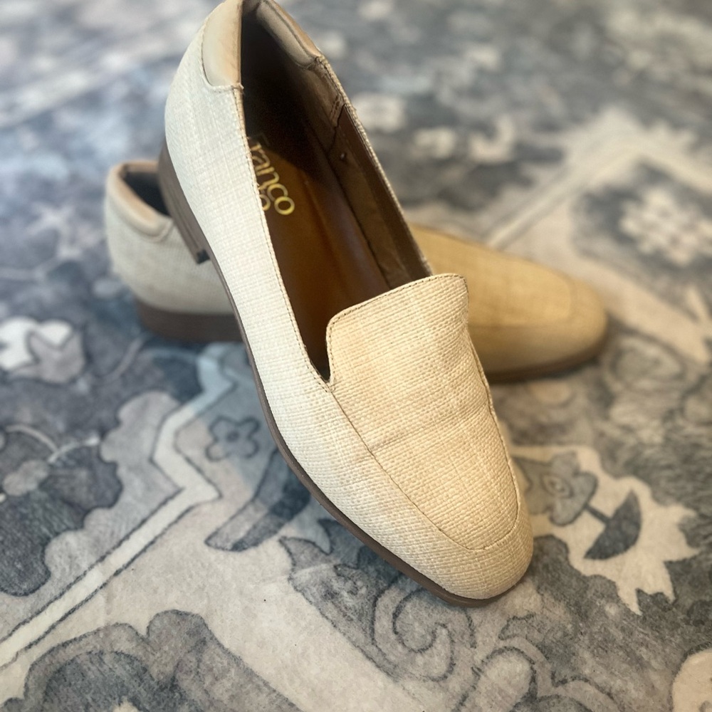 Franco Sarto Tan and Cream Flats with Classic Loafer Design